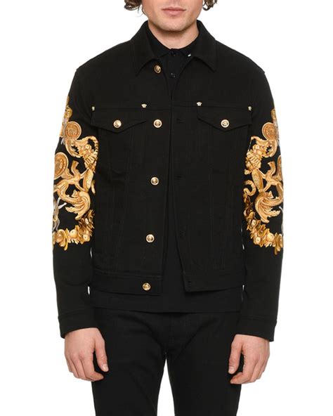 versace coat for men|versace denim jacket men.